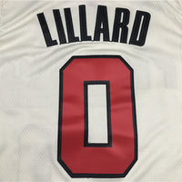 Men's Portland Trail Blazers Damian Lillard #0 NBA White Swingman Jersey1