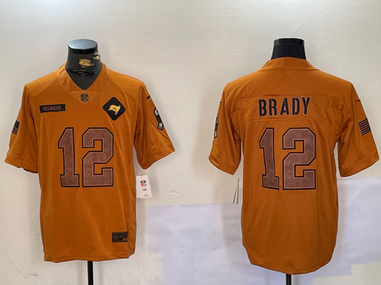 Men's Tampa Bay Buccaneers Tom Brady #12 Brown Salute To Service Limited Jersey1