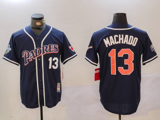 Men's San Diego Padres Manny Machado #13 Navy Replica Player Jersey1