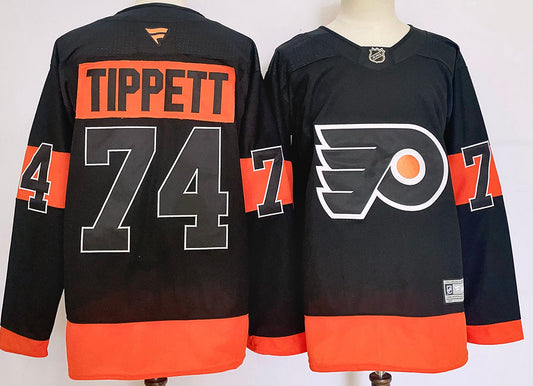 Men's Philadelphia Flyers Owen Tippett #74 Black Player Jersey1
