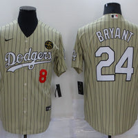 Men's Los Angeles Dodgers Kris Bryant #8-24 Gold Replica Baseball Jersey1