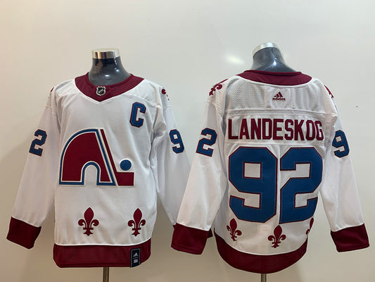 Men's Colorado Avalanche Gabriel Landeskog #92 White Breakaway Player Jersey1