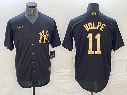 Men's New York Yankees Anthony Volpe #11 Black Limited Player Jersey1