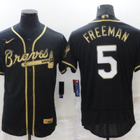 Men's Atlanta Braves Freedie Freeman #5 Black Replica Jersey1