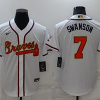 Men's Atlanta Braves Dansby Swanson #7 White Replica Game Jersey1