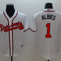 Men's Atlanta Braves Ozzie Albies #1 White Replica Player Jersey1