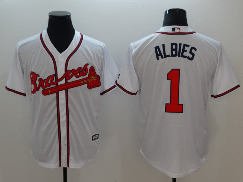 Men's Atlanta Braves Ozzie Albies #1 White Replica Player Jersey1