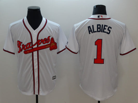 Men's Atlanta Braves Ozzie Albies #1 White Replica Player Jersey1
