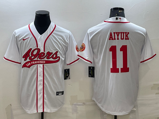 Men's San Francisco 49ers Brandon Aiyuk #11 White Game Jersey1 Joint Edition