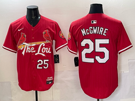 Men's St. Louis Cardinals Mark McGwire #25 Red 2024 City Connect Limited Player Jersey