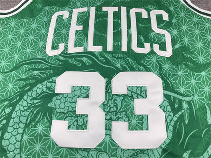 Men's Boston Celtics Larry Bird #33 Green Year of Dragon Edition Swingman Jersey1