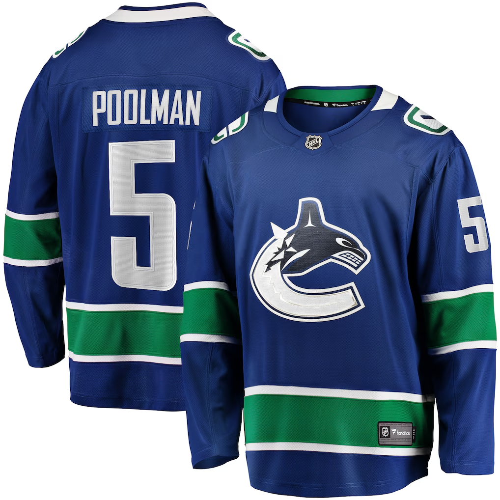 Men's Vancouver Canucks Tucker Poolman #5 Fanatics Blue Home Breakaway Player Jersey