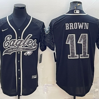Men's Philadelphia Eagles A.J. Brown #11 Black RFLCTV Limited Jersey1 Joint Edition