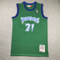 Men's Minnesota Timberwolves Kevin Garnett #21 Green Hardwood Classics Swingman Jersey1