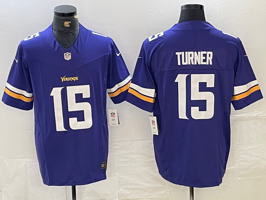 Men's Minnesota Vikings Dallas Turner #15 Purple Player Game Jersey1