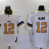 Men's New Orleans Saints Chris Olave #12 White Fashion Game Jersey1