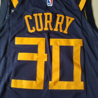 Men's Golden State Warriors Stephen Curry Navy Swingman Jersey1 City Edition