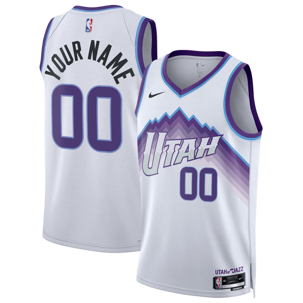 Men's Utah Jazz White Swingman Custom Jersey - Association Edition