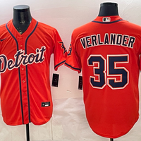 Men's Detroit Tigers Justin Verlander #35 Orange Replica Player Jersey