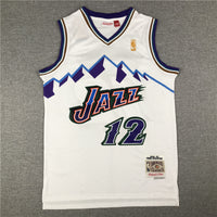 Men's Utah Jazz John Stockton White 1996-97 Hardwood Classics Swingman Jersey1