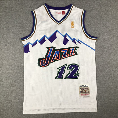Men's Utah Jazz John Stockton White 1996-97 Hardwood Classics Swingman Jersey1