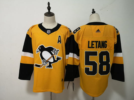 Men's Pittsburgh Penguins Kris Letang #58 Gold Player Game Jersey1