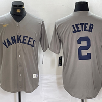 Men's New York Yankees Derek Jeter #2 Gray Road Cooperstown Collection Player Jersey1