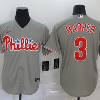 Men's Philadelphia Phillies #3 Bryce Harper Majestic Jersey1 Gray