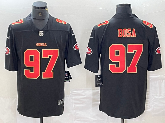 Men's San Francisco 49ers Nick Bosa #97 Black Fashion Game Jersey1