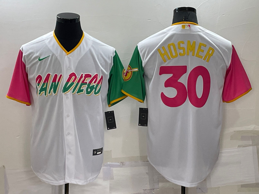 Men's San Diego Padres Eric Hosmer #30 White Player Stitched Jersey1