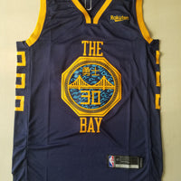 Men's Golden State Warriors Stephen Curry Navy Swingman Jersey1 City Edition