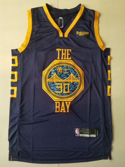 Men's Golden State Warriors Stephen Curry Navy Swingman Jersey1 City Edition