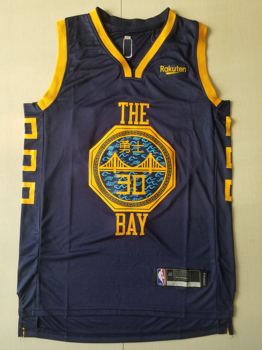 Men's Golden State Warriors Stephen Curry Navy Swingman Jersey1 City Edition