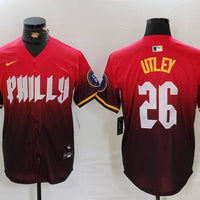 Men's Philadelphia Phillies Chase Utley #26 Red 2024 City Connect Replica Player Jersey1