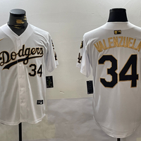 Men's Los Angeles Dodgers Fernando Valenzuela #34 White Team Game Jersey1