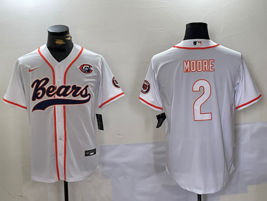 Men's Chicago Bears D.J. Moore #2 White Game Jersey1