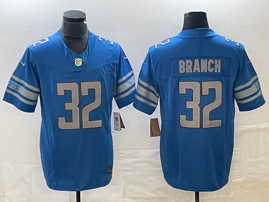 Men's Detroit Lions Brian Branch #32 Blue 2023 NFL Draft Pick Game Jersey1