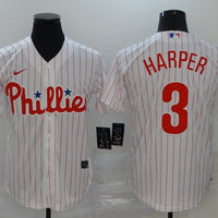 Men's Philadelphia Phillies #3 Bryce Harper Majestic Pinstripe Jersey1