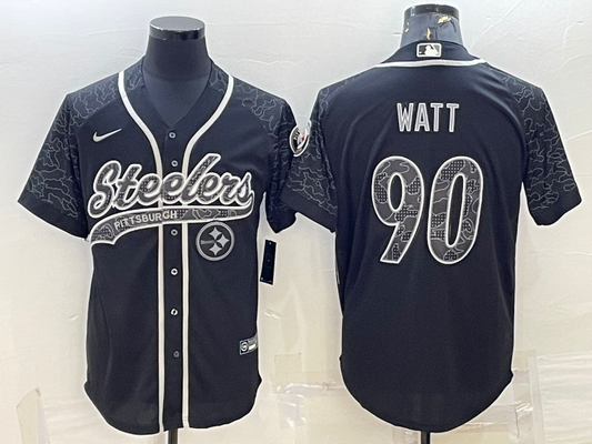 Men's Pittsburgh Steelers T.J. Watt #90 Black Retired Player RFLCTV Limited Jersey1 Joint edition