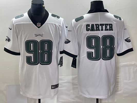 Men's Philadelphia Eagles Jalen Carter #98 White Alternate Team Game Jersey1