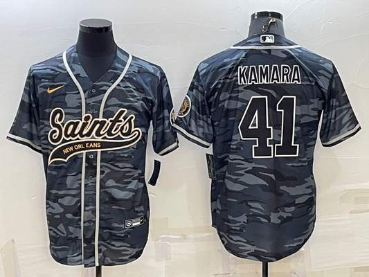 Men's New Orleans Saints Alvin Kamara #41 Grey Camouflage Game Jersey1 Joint Edition