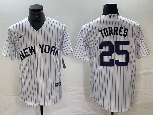 Men's New York Yankees Gleyber Torres #25 White Limited Jersey1