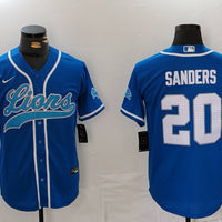 Men's Detroit Lions Barry Sanders #20 Blue Game Player Jersey1