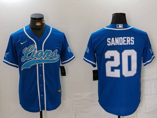 Men's Detroit Lions Barry Sanders #20 Blue Game Player Jersey1