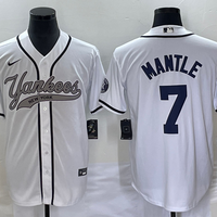 Men's New York Yankees Mickey Mantle #7 White Player Jersey1 Joint Edition