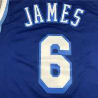 Men's Los Angeles Lakers LeBron James #6 Blue Hardwood Classic Swingman Jersey1