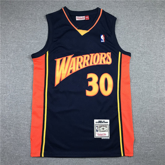 Men's Golden State Warriors Stephen Curry Mitchell & Ness Navy Classics Jersey1