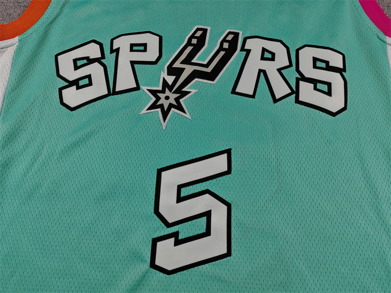 Men's San Antonio Spurs Stephon Castle #5 Turquoise 2022/23 Swingman Jersey - City Edition