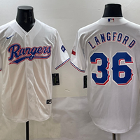 Men's Texas Rangers Wyatt Langford #36 White Home Limited Player Jersey