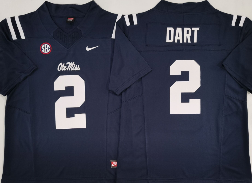 Jaxson Dart Ole Miss Rebels Navy Jersey